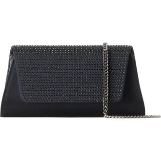 Akris Anouk Crystal Embellished Silk & Leather Clutch in Black at Nordstrom