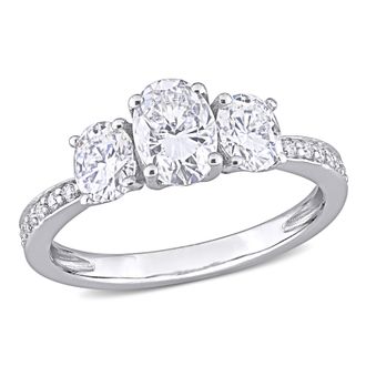 Mimi & Max 1 4/5ct DEW Oval Created Moissanite 3-Stone Engagement Ring 10k White Gold