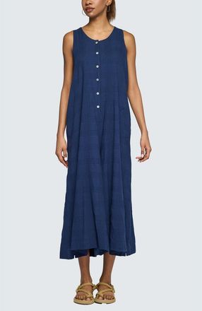 Luukaa D'Celli Isola Check-embroidered Jumpsuit in Navy at Nordstrom, Size 16