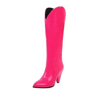 Generic Womens Winter Knee High Boots Slip Smooth Booties Pointed Toe Tapered Heels Boots