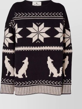 Etro oversized crewneck sweater in pure virgin wool
