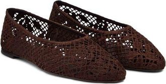 Reformation Pllar Flat in Dark Chocolate Floral Crochet at Nordstrom, Size 10.5