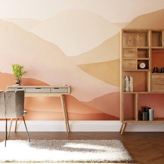Superfresco Easy Beyond the Horizon Blush Print To Order 3m x 2.8m Mural in Pink