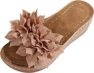 Generic Ladies Wedge Slippers Casual Open Toe Summer Sandals Stylish Comfortable Breathable Versatile Wide Fit Slip On Slippers Beach Leisure