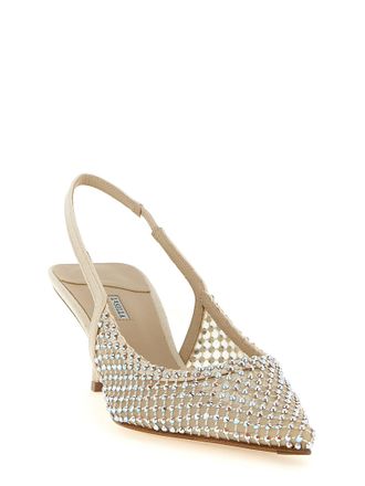 Le Silla Womens Gilda Slingback Heel Beige Polyester Polyamide Cotton