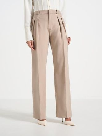 Mani&egrave;re De Voir Julie Tailored Twin Pleat Trousers in Taupe at Nordstrom, Size 10