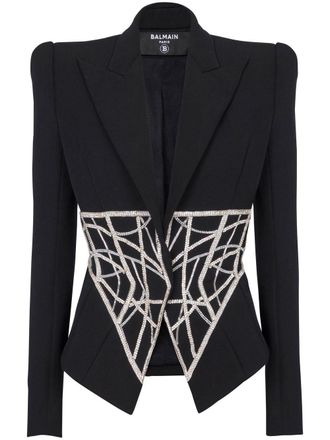 Balmain double-breasted wool blazer - Black