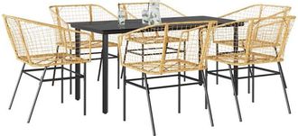 vidaXL Juego De Comedor De Jard&iacute;n 7 Pzas Rat&aacute;n Pe Marr&oacute;n Vidaxl