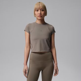 Nike Jordan Womens Jordan Sport Flightweight Dri-FIT Short-Sleeve Top in Grey | HQ8902-040