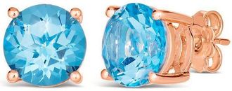 Le Vian Ladies Ocean Blue Topaz Earrings set in Silver with Strawberry Gold
