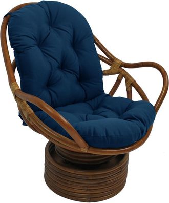 International Caravan Inc Rattan Swivel Rocker with Outdoor Fabric Cushion, Azul