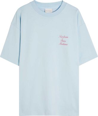 Dr&ocirc;le de Monsieur DR&Ocirc;LE DE Monsieur Le T-shirt Slogan Logo-print Cotton T-shirt - Light Blue - XL