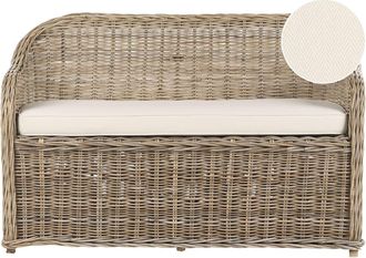 Beliani Banco de jard&iacute;n con coj&iacute;n 141 cm Rat&aacute;n Natural