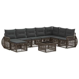 vidaXL Conjunto De Sof&aacute;s De Jard&iacute;n 9 Pcs Gris Y Gris Oscuro Vidaxl