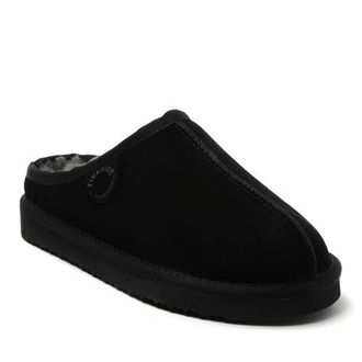 Dearfoams Fireside Greta Genuine Shearling Clog Slipper in Black at Nordstrom, Size 10
