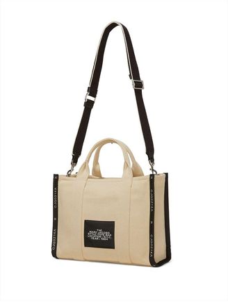 Marc Jacobs Womens Handbag Small Tote Beige Ecoleather Cotton Handbags Hand Bags