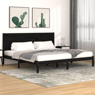 vidaXL Vidaxl - Estructura De Cama De Madera Maciza De Pino Negra 200x200 Cm