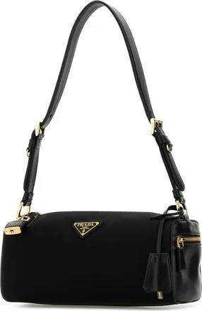 Prada Womens Black Nylon Shoulder Bag Nero Poliammidericiclata-Vitello Borse A Tracolla