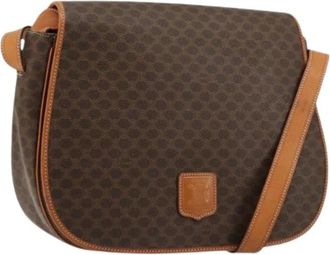 Celine Pre-owned Cross Body Bags, female, Brown, Size: ONE SIZE Pre-owned PVC Leather Macadam Canvas Shoulder Bag