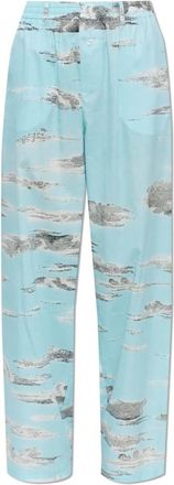 Moschino Broeken, Dames, Blauw, M, Katoen, Katoenen broek met print
