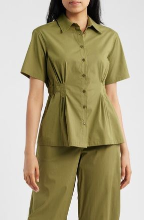 Anne Klein Pleated Waist Shirt in Bay Leaf at Nordstrom, Size Xx-Small