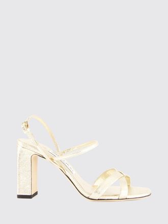 Jimmy Choo London Elsy Laminated Nappa Slingback Sandals with High Block Heel