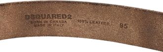 Dsquared2 Mens Craquele Leather Logo Buckle Belt Brown