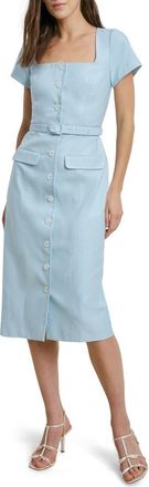 Favorite Daughter The Mademoiselle Belted Midi Dress in Sea Blue at Nordstrom, Size 10
