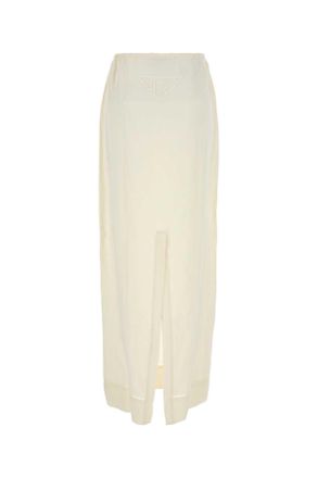 Prada Womens Ivory Linen Skirt Avorio Gonne