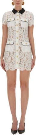 Self Portrait Intricate Lace Mini Dress With Scalloped Hem