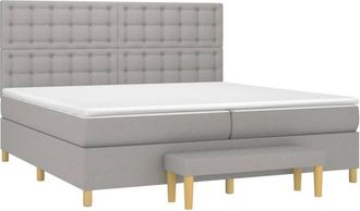 vidaXL Vidaxl - Cama Box Spring Con Colch&oacute;n Tela Gris Claro 200x200 Cm