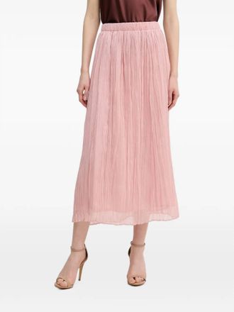 Oui Crinkle Midi Skirt In Dusty Rose