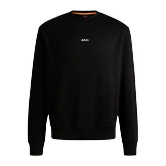 HUGO BOSS Hoodies & sweatvesten, Heren, Zwart, L, Katoen, Zwarte trui met bedrukt logo