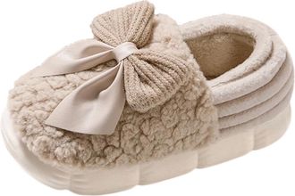 Generic House Slippers Women Winter Warm Bedroom House Shoes With Soft Padded Bow tie Soft Plush Cozy Booties