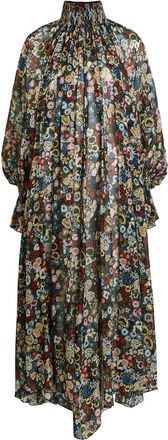 Khaite Edgar Floral Semi-sheer Silk Maxi Dress - Black - 4 (UK8 / S)