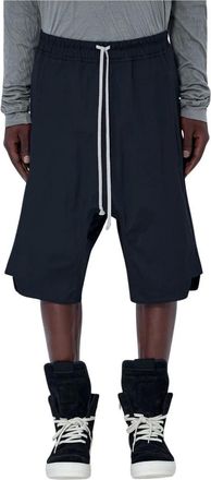 Rick Owens Korte Broeken, Heren, Zwart, M, Basket Swingers Heavy Poplin Shorts