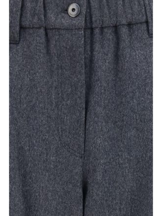 Brunello Cucinelli Womens Pants Stretch Wool Anthracite Merino Trousers