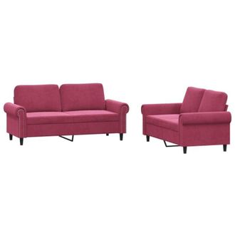 vidaXL Vidaxl - Juego De Sof&aacute;s Con Cojines 2 Piezas Terciopelo Rojo Tinto