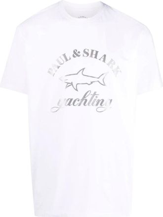 Paul & Shark 010 Katoenen T-Shirt - Heren - T-shirts - Wit - 2XL - Katoen - Tops