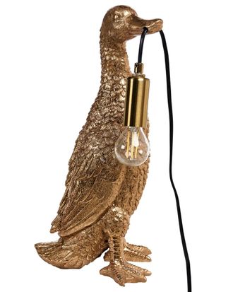 Beliani L&aacute;mpara de mesa pato dorado