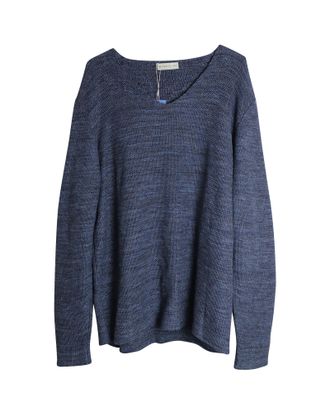Etro Etro V-hals gebreide trui van blauw katoenlinnen