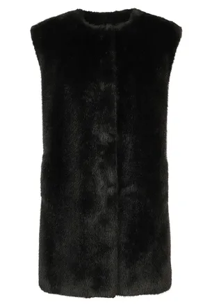 Herno Mid-Length Faux Fur Vest With Concealed Closure And Welt Pockets