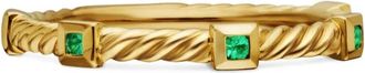 David Yurman Anello Cable Collectibles in oro giallo 18kt con smeraldo (2mm)