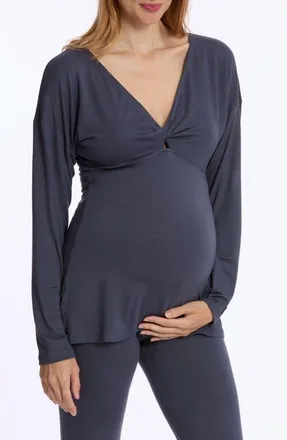 Cache Coeur Louna Maternity and Nursing Long Sleeve T-Shirt in Midnight Blue at Nordstrom, Size Xx-Large
