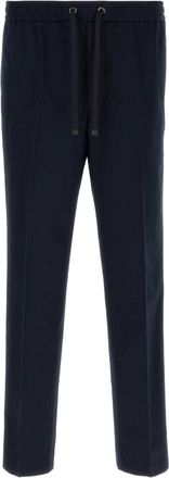 Moncler pressed-crease straight-leg trousers - men - Cotton - 52 - Blue