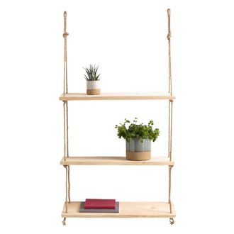 Dmora Estante Corio, 3 Niveles, Hecho A Mano, Madera De Abeto, Color Roble Claro, 40x13x110h Cm Marr&oacute;n Roble Claro