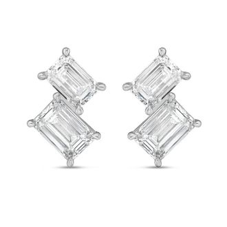 Diana M. Jewels 14K WG Gold 2 Stone Earrings 10.00 Ct Tw