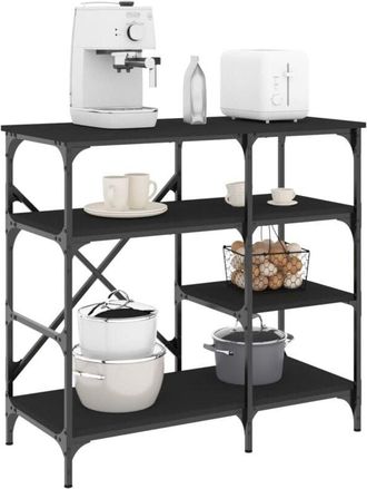 vidaXL Mobile da Cucina Nero 90x40x84 cm Legno Multistrato e Metallo - Vidaxl