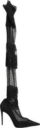 Dolce & Gabbana Black Over The Knee Sock Pumps Boots Womens Shoes