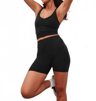 Beyond Yoga Womens Spacedye Keep Pace 5 Short In Darkest Night